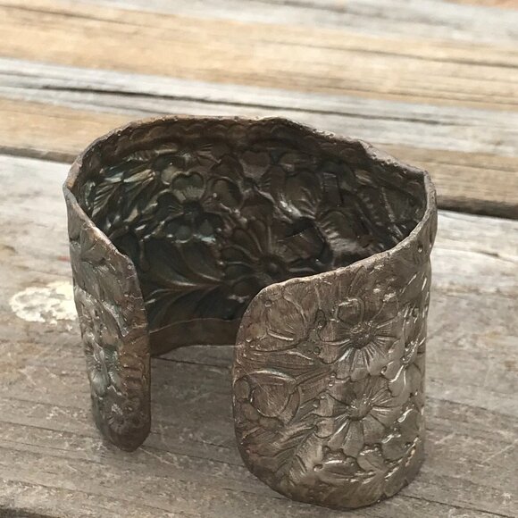 Antique Sterling Silver Bracelet Art Nouveau Floral Cuff 925 Gorham Victorian - Picture 6 of 8